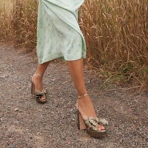 Loeffler Randall Gold Heels Strappy Design